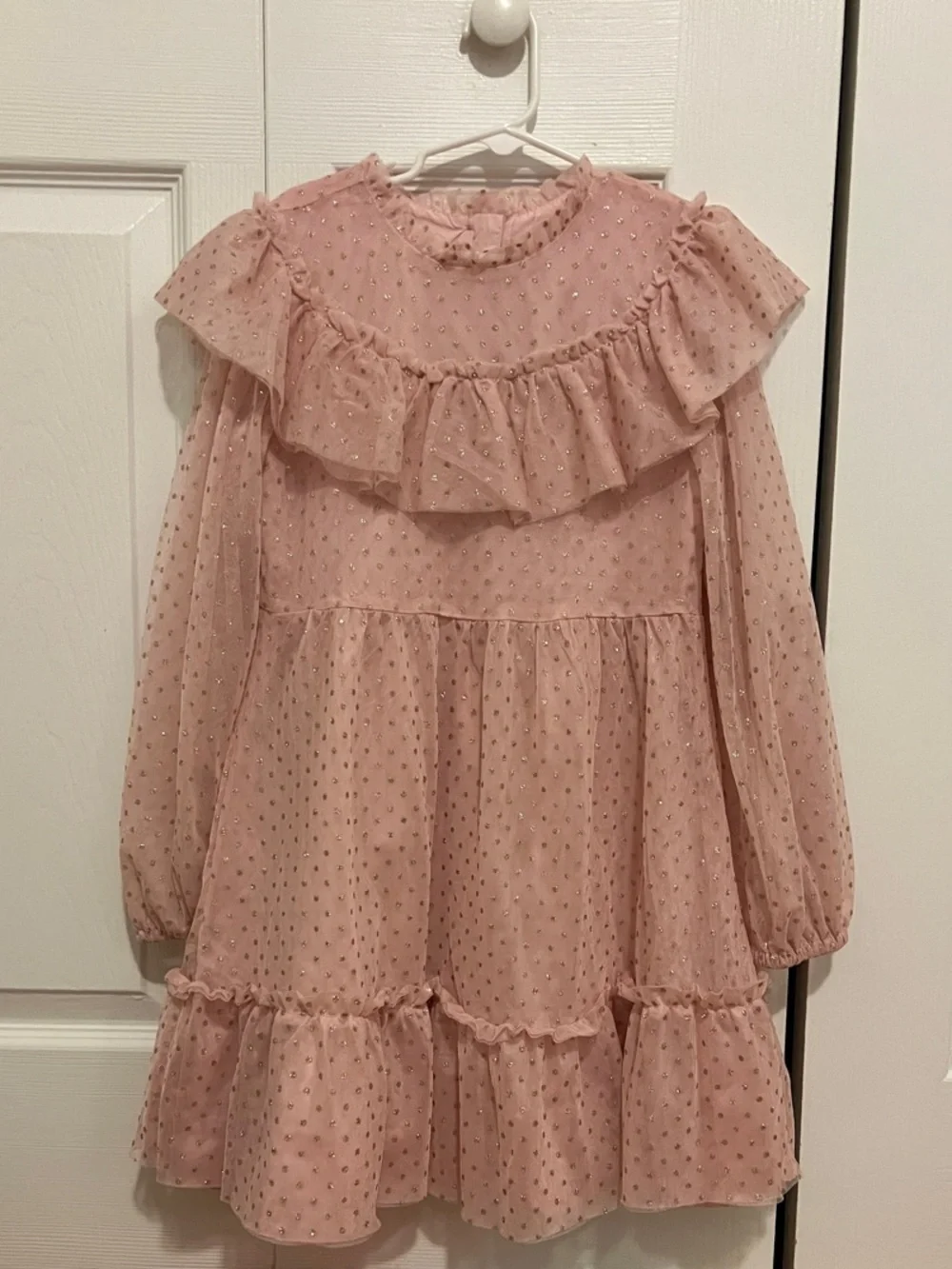 Janie and Jack Dusty Pink Ruffle Dot Chiffon Dress